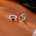 thumbnail image 2 of Black Heart Huggie Hoop Earrings for Women Cartilage 925 Sterling Silver Small Heart Hoops Earring, 2 of 6