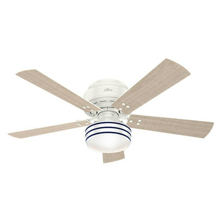 Hunter 55079 52 in. Cedar Key OD LP Fresh White Ceiling Fan with Light and Integrated Control
