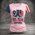 thumbnail image 5 of Women's 911 25th Anniversary Tshirt, American Flag Shirt Round Neck Short Sleeve T-Shirt, 911 Memorial Patriotic We Will Never Forget Tee, 5 of 6