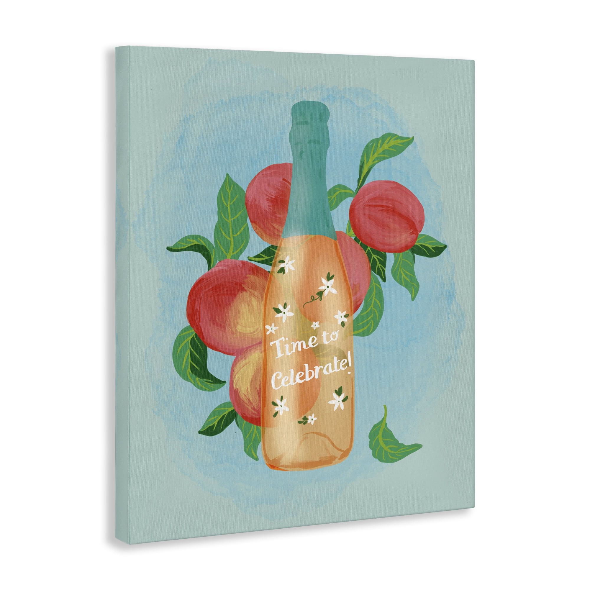 Stupell Industries Champagne with Budding Blooms Food & Beverage Painting Wrapped Canvas Art Print Wall Art, 24 x 30