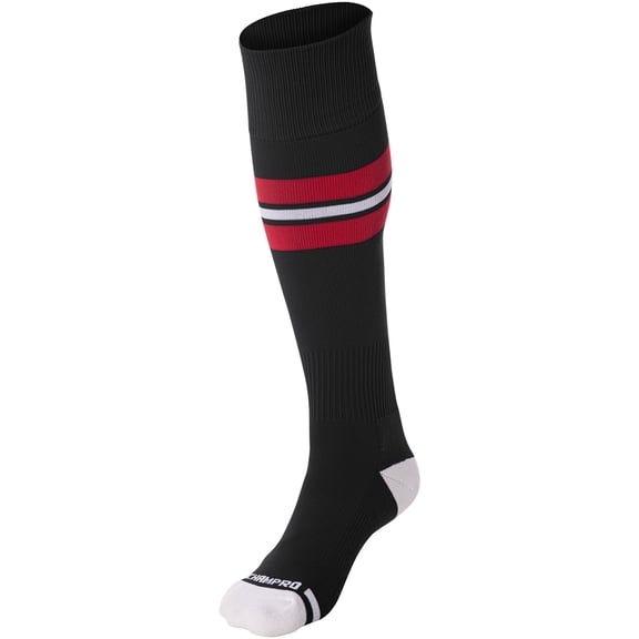 Striped Baseball Sock - BLACK, SCARLET, WHITE - XS