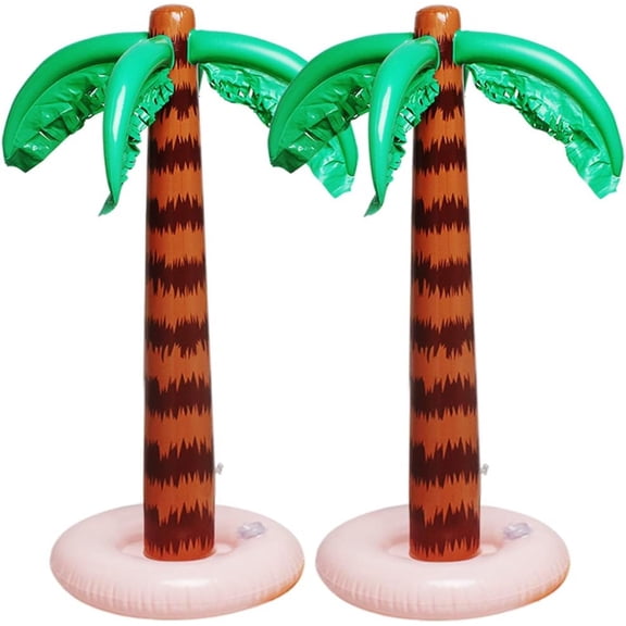2-Pack Jumbo Inflatable Palm Trees, Tropical Beach Party Decor with Stable Base for Luau & Summer Events