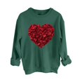 thumbnail image 1 of Outfmvch Chandails à Capuchon pour Femmes, Chemises à Manches Longues pour Femmes, Cœur d'Amour, Col Rond, Chandail en Molleton de Noël, Pull de la Saint-Valentin, Pull-Over, Vert m, 1 of 8