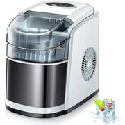 Kismile Countertop Ice Maker Machine,26Lbs/24H Compact Ice Makers,Portable Ice Cube Maker with self-cleaning(White)