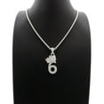 thumbnail image 2 of Stone Stud Tilted Crown Number Micro Pendant with 3mm Rope Chain Necklace, #6/Silver-Tone/30", 2 of 2