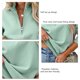 thumbnail image 5 of Jersey con media cremallera, manga larga, Color puro, holgado, elegante, informal para mujer, 5 of 6