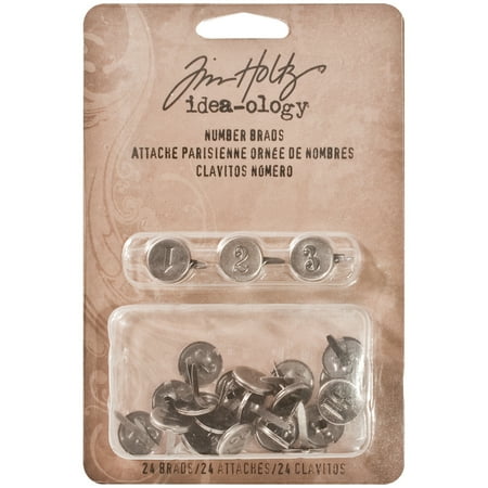 Idea-Ology Brad Fasteners .5" 24/Pkg-Antique Nickel Numbers