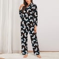 thumbnail image 2 of Salouo Game Pattern Women's Pajamas Set Long Sleeve Button Down Sleepwear Soft Pj Lounge Sets for women 2 Piece Pjs Set with Long Pants-Small, 2 of 7