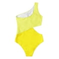 thumbnail image 3 of Inadays Women's One Piece Swimsuits One Shoulder Bathing Suits Asymmetric Swimwear Waist Cutout Monokinis, Yellow, XL, 3 of 9