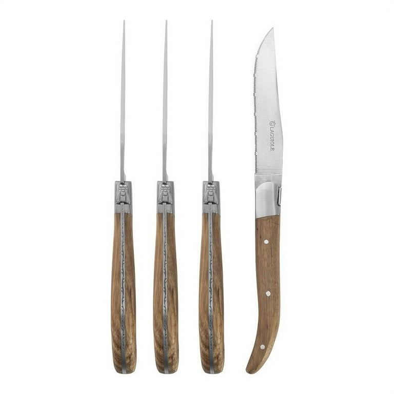 AU Nain Laguiole Set of 4 Steak Knives with Ash Wood Handles - 4 Piece