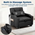 thumbnail image 3 of Sleeper Chair Pull Out Bed, 4 in 1 Convertible Sofa Chair Bed with Vibration Massage Lumbar Pillow, Single Sofa Recliner with USB/Type-C Port, Cup Holders and Side Pocket, Black, 3 of 9