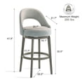 thumbnail image 2 of XDECO Swivel Bar Stools Set of 2, Velvet Upholstered bar Chairs, Barstools Counter Height with Back and Footrest for for Bar, Kitchen Island, Dining Room,Grey, 2 of 7