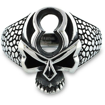 Men's Stainless Steel Reptile Texture Skull Ring