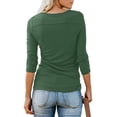 thumbnail image 3 of T-shirt Henley à Manches Courtes/longues pour Femmes, Décontracté, Basique, 3 of 3
