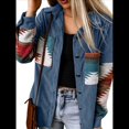 thumbnail image 2 of Camisa de Franela de para Mujer, Larga, Botones, Chaqueta Holgada con Bolsillos Azul S, 2 of 7