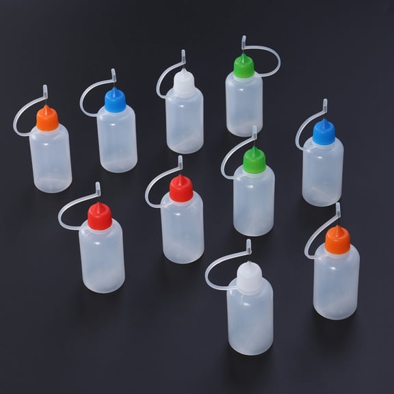 Luxshiny 10Pcs Plastic Needle Bottle with Rust Proof Metal Tip for Accurate Glue Drops