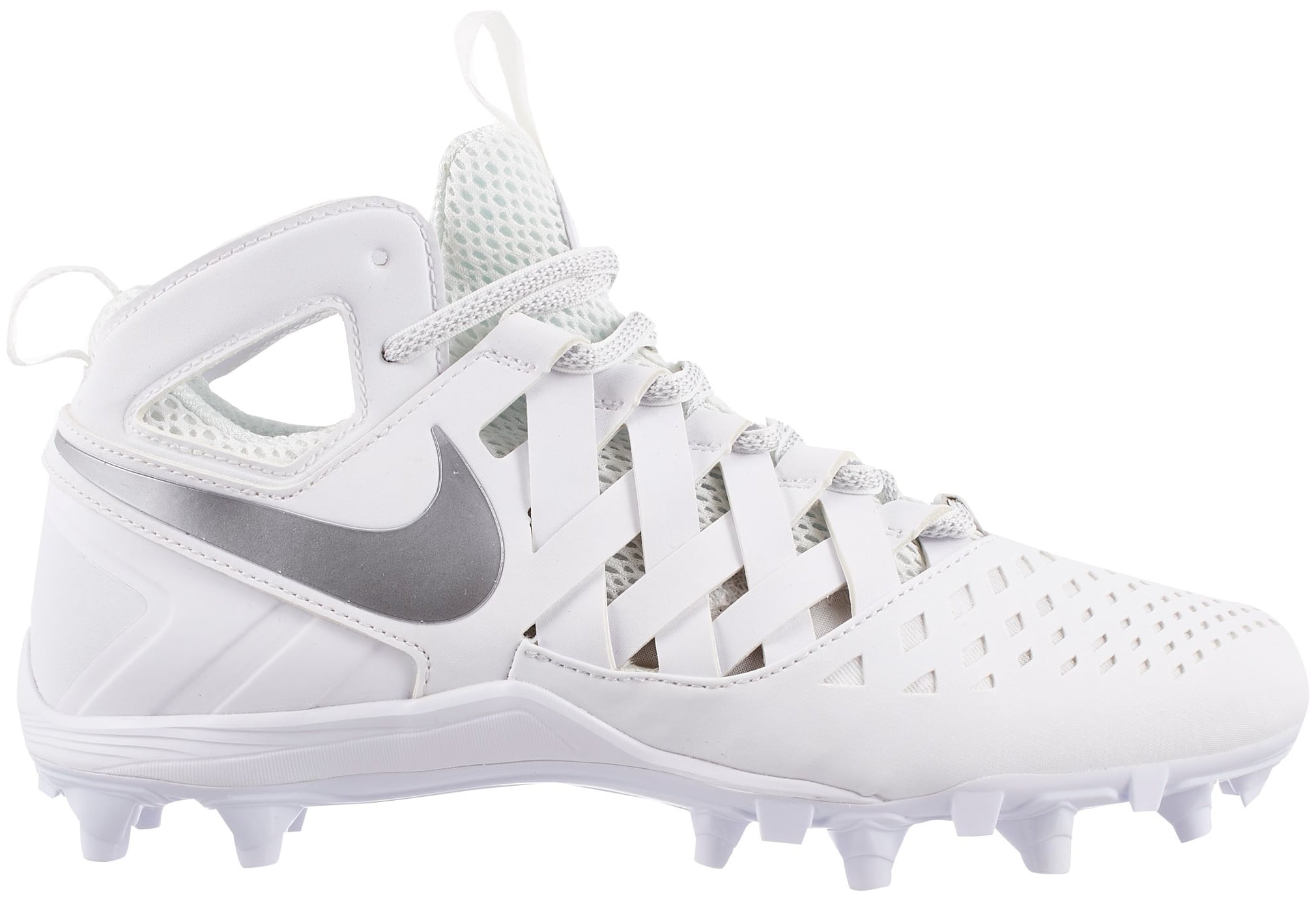 Nike Men's Huarache V Lax Mid Lacrosse Cleats - White/Metallic Silver - 6.5 - Walmart.com