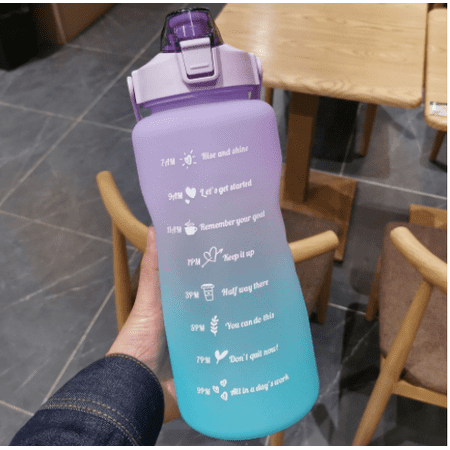 

MUTOCAR 2000ML Water Bottle with Flip Lid and Scale Design Extra Large Water Jug Large Capacity Plastic Cup Fitness Camping Sport Heat-resistant Juice Drinkware Blue Pink Green Purple