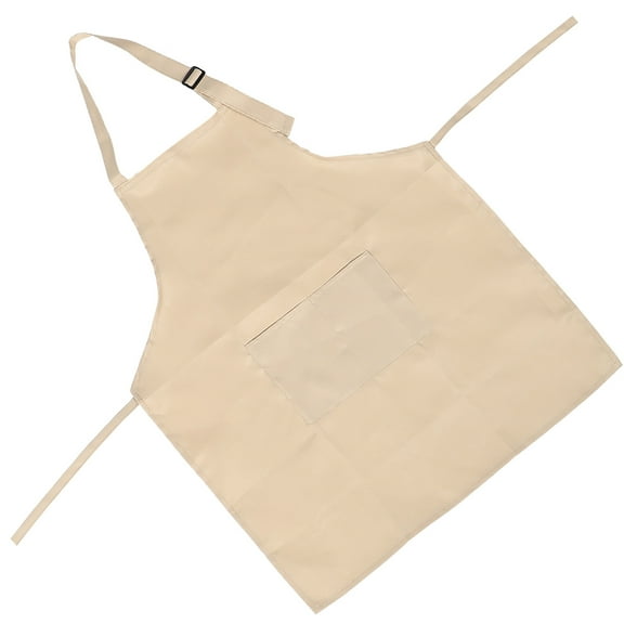 KONTONTY 2 Pockets Adjustable Neck Strap Bib Apron Restaurant and Home Kitchen Apron 64*68cm(Khaki)