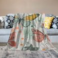 BCIIG Flannel Blanket with Whimsical Design Featuring Green and Pink