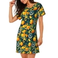 thumbnail image 2 of Fotbe Fresh Orange Bata de Dormir para Mujer con Estampado, Camisón de Algodón de Manga Corta, Ropa de Dormir Casual, 2 of 6
