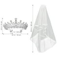 thumbnail image 4 of 2PCS Frcolor Rhinestone Tiara Crown Veil With Comb Elegant Design Rhinestone Ribbon Comb Crown Communion Veil, 4 of 6