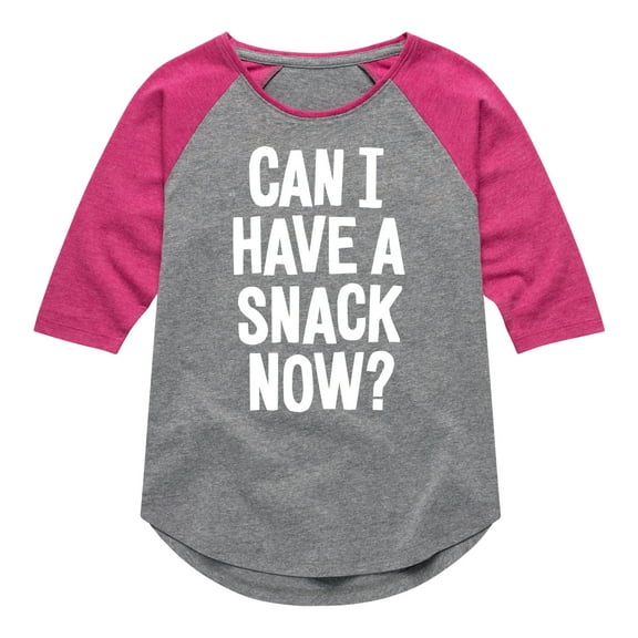 Instant Message - Can I Have A Snack Now - Toddler & Youth Girls Raglan Graphic T-Shirt
