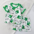 thumbnail image 2 of Atogsazn Toddler Baby Boys Pajamas Clothes Set Kids Cute Print Short Sleeve Tshirt Shorts Outfits Summer Pjs Sleepwear Green 18-24 Months, 2 of 5