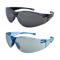 Global Vision Cruisin Lab Sports Motorcycle Safety Glasses for Men or Women ANSI Z87.1 2 Pair Black Frame w/Smoke Lenses and Blue Frame & Lenses