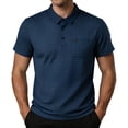 thumbnail image 2 of COSFO Short Sleeve Men Polo Shirts Casual Business Plaid Shirt with Pocket Collared Pullover Work Loose Fit Tops, 2 of 7
