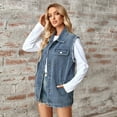thumbnail image 6 of XBASW Women's Washed Denim Vest Loose Sleeveless Jean Waistcoat Summer Cardigan Coats S-XL, 6 of 11