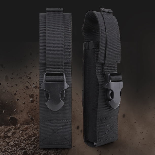 Bolsa De Linterna Molle Molle Linterna Bolsa Nylon Caza al aire libre Antorcha Holster EDC Bolsas de herramientas (Negro)