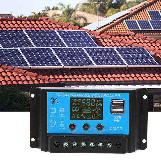 Controlador PWM, 12 V 24 V, controlador de carga solar PWM automático de 20 A, regulador de carga solar, durabilidad mejorada