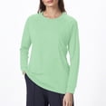 thumbnail image 2 of NINGMENG Hauts pour Femmes Couleur Unie Col Rond Manches Longues Hiver T-shirts Décontractés Mode Urbaine, Vert, TTG, 2 of 5