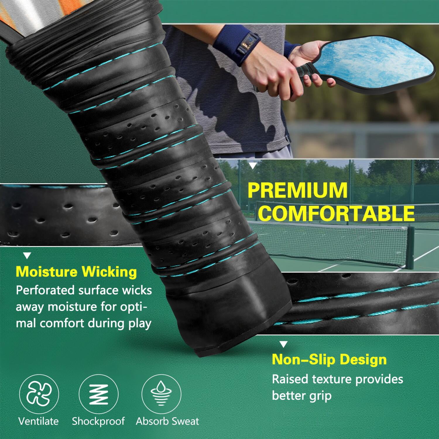 Pickleball Paddles Set Of 1, Fiberglass Surface, Ice Crystal Print, 1 Paddle, 2 Balls & Bag