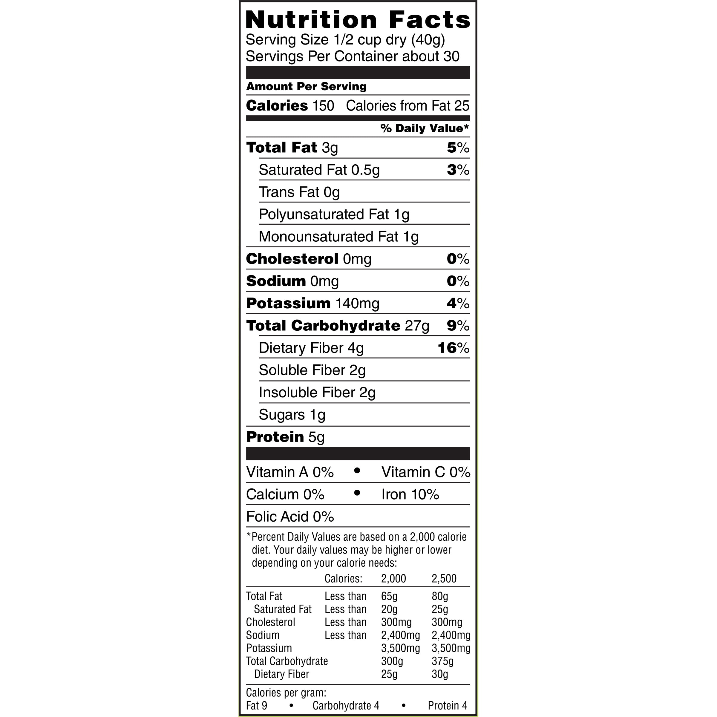Quaker Oatmeal Nutrition Facts 1 2 Cup - Blog Dandk