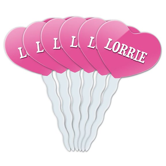 Lorrie Heart Love Cupcake Picks Toppers - Set of 6