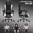 thumbnail image 2 of Gaming Chair Velvet Fabric Pocket Spring Cushion,Reclining Gamer Chair,Ergonomic Game Chair with Footrest,Headrest,White, 2 of 6