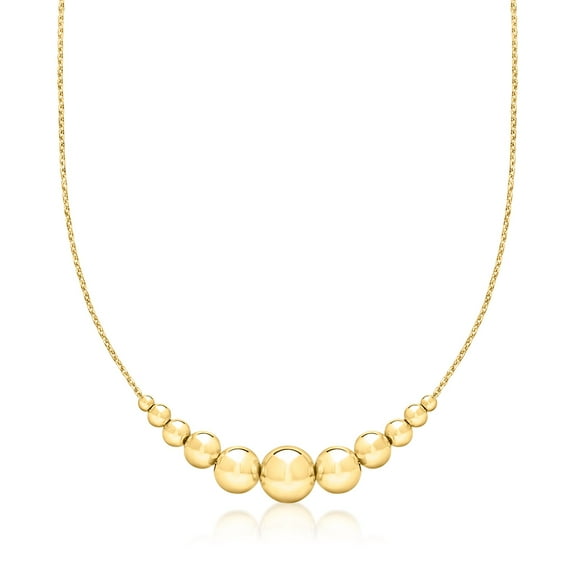 Ross-Simons Italian 18kt Gold Over Sterling Graduated Bead Cable-Chain Necklace, Women's, Adult