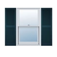 thumbnail image 1 of 14 1/2"W x 31"H Lifetime Vinyl, Custom Cathedral Top Center Mullion, Open Louver Shutters, w/Shutter-Loks (Per Pair), Midnight Blue, 1 of 12