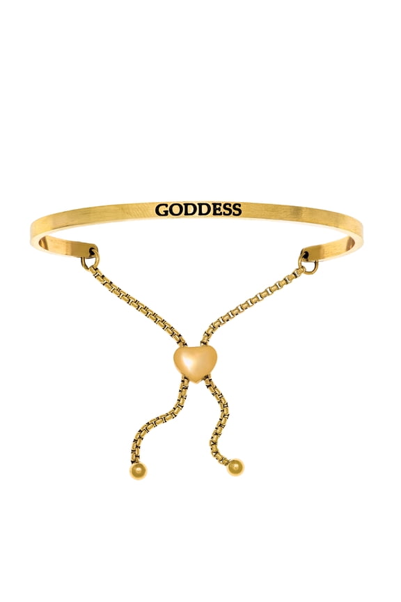 Stainless Steel GODDESS Diamond Accent Adjustable Bracelet