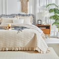 thumbnail image 2 of Juego de edredón UOZZI BEDDING con volantes, tamaño queen y 2 fundas, color crema, 2 of 9