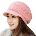 thumbnail image 1 of Gorro de invierno para mujer, cálido, de punto, holgado, de lana, con visera, 1 of 7
