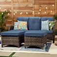 thumbnail image 4 of MeetLeisure 3-piece wicker outdoor patio sofa and ottoman, blue, 4 of 8
