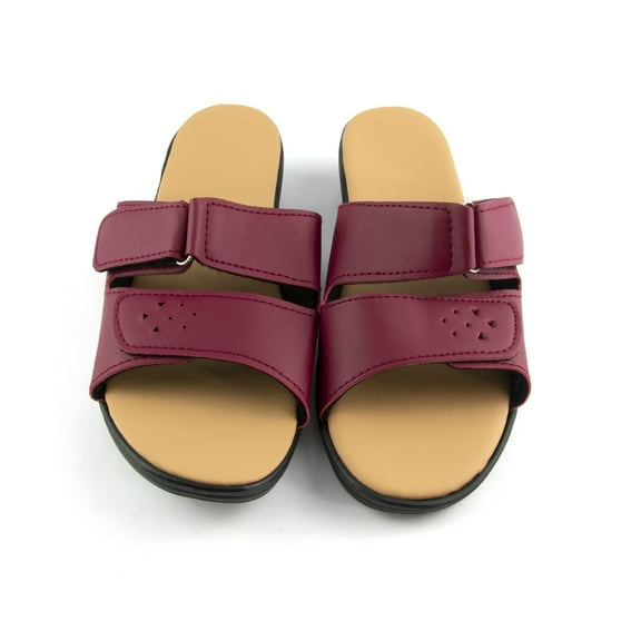 Gold Coast Women's Memory Foam Slide Sandals in Red, Size 7.5