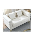 thumbnail image 6 of YYAo 60" Sectional Couches with Oversized 2 Seater and 2 Pillows, Comfortable Sofa with Deep Seating for Living Room, Bedroom, Office, White Teddy, 6 of 7