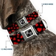 thumbnail image 2 of Buckle-Down Pet Collar, Dog Collar Metal Seatbelt Buckle, Hearts Scattered Black Red, 16 to 23 Inches 1.5 Inch Wide, 2 of 8