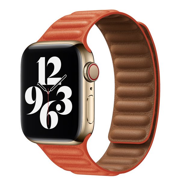 Correa de eslabones de cuero para Apple Watch Band 44 mm 40 mm 45 mm 41 mm 38 mm 42 mm Pulsera de bucle magnético original para iWatch Serie 3 5 4 6 SE 7 Correas de reloj Sincero Hogar
