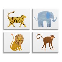 Stupell Industries Various Whimsical Wildlife Animals Graphic Art Gallery Wrapped Canvas Print Wall Art, Set of 4, Design by Emily Kopcik
