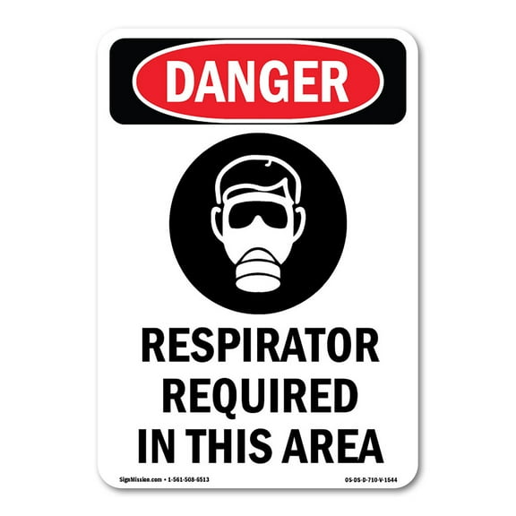 OSHA Danger Sign -  Respirator Required |  Peel And Stick Wall Graphic | Protect your Business, Class Room, Office & Interior Surroundings |  Made in The USA